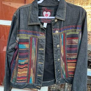 CHICO’s embroidered denim jacket Size:1